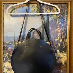 Clare V. Shoulder Alistar round black leather crossbody bag